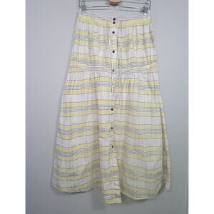S/W/F Anthropologie M A Line Poplin Cotton Plaid Buttons Long Maxi Skirt